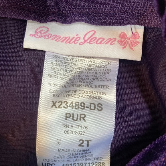 BONNIE JEAN PURPLE GOLD DRESS SZ 2T - Picture 5 of 9
